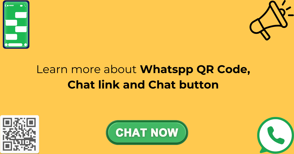 Illustration highlighting WhatsApp marketing tools, featuring a QR code, chat button, and messaging icons